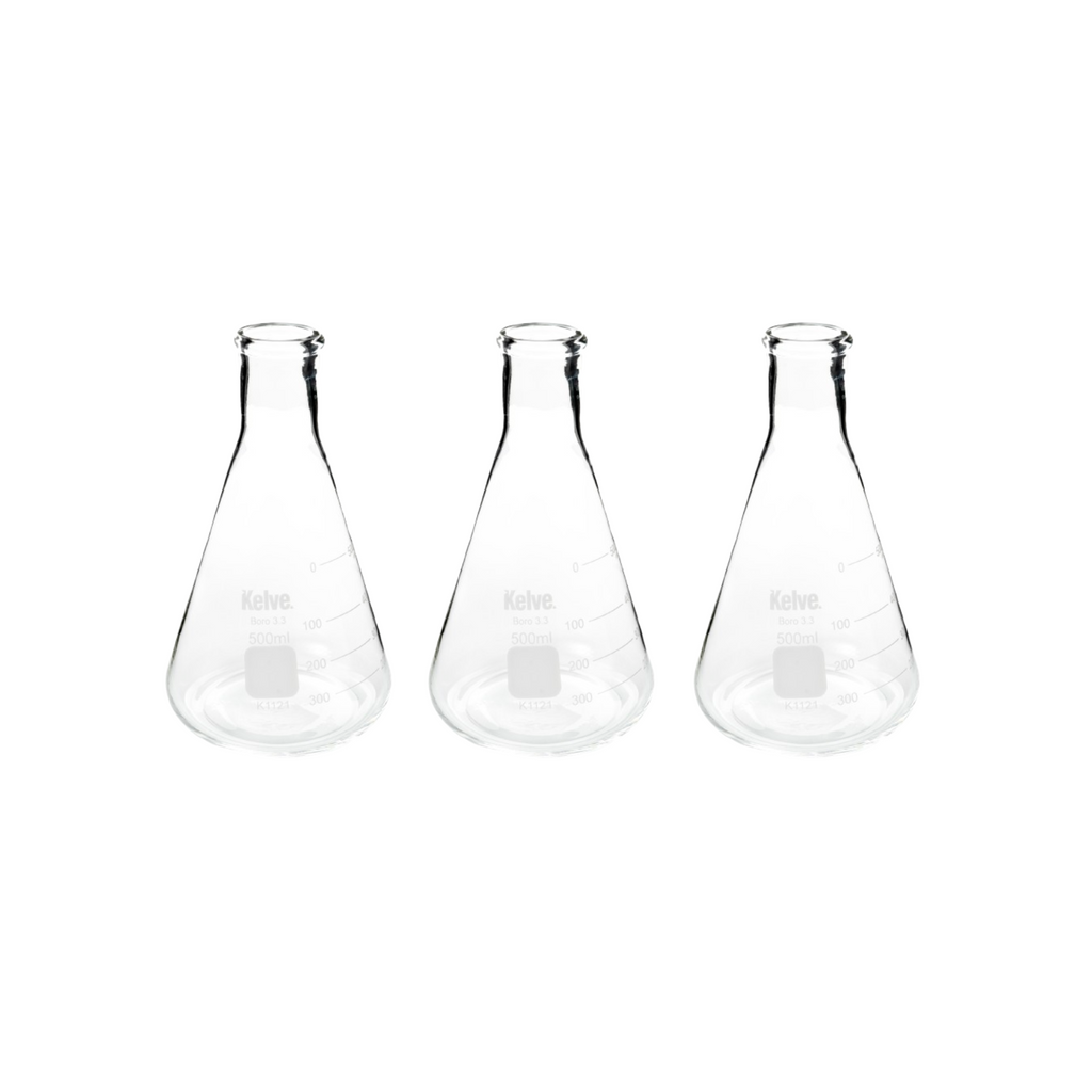 Matraz Erlenmeyer 500 Ml Vidrio Kelve Paq C/3