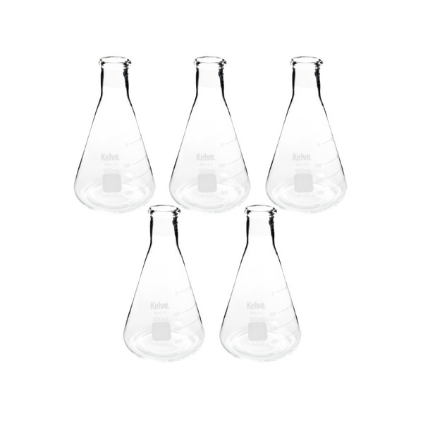 Matraz Erlenmeyer 500 Ml Vidrio Kelve Paq C/5