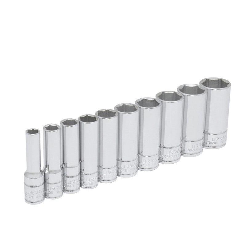 Juego de 10 dados largos Urrea 52111 de 1/2” | Herramienta para Mecánica Automotriz y Reparación