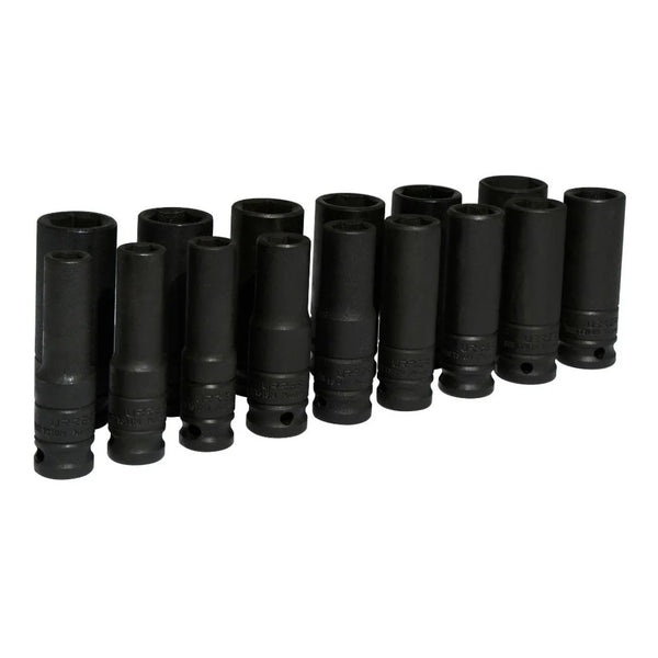 Juego 15 Dados Impacto Largos Milimétricos 1/2 Urrea