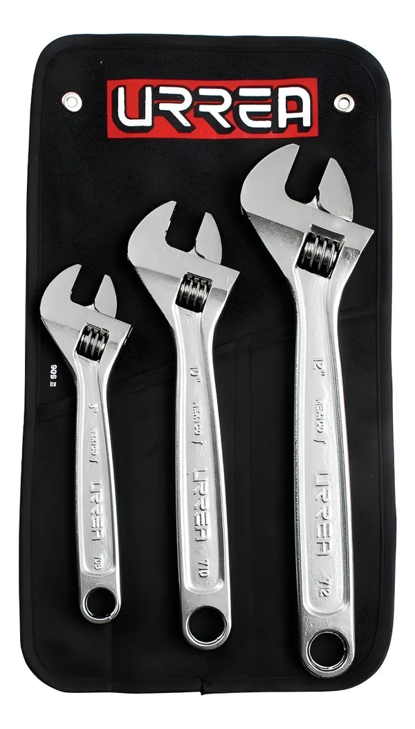 Juego De 3 Llaves Ajustables Cromadas Urrea-h