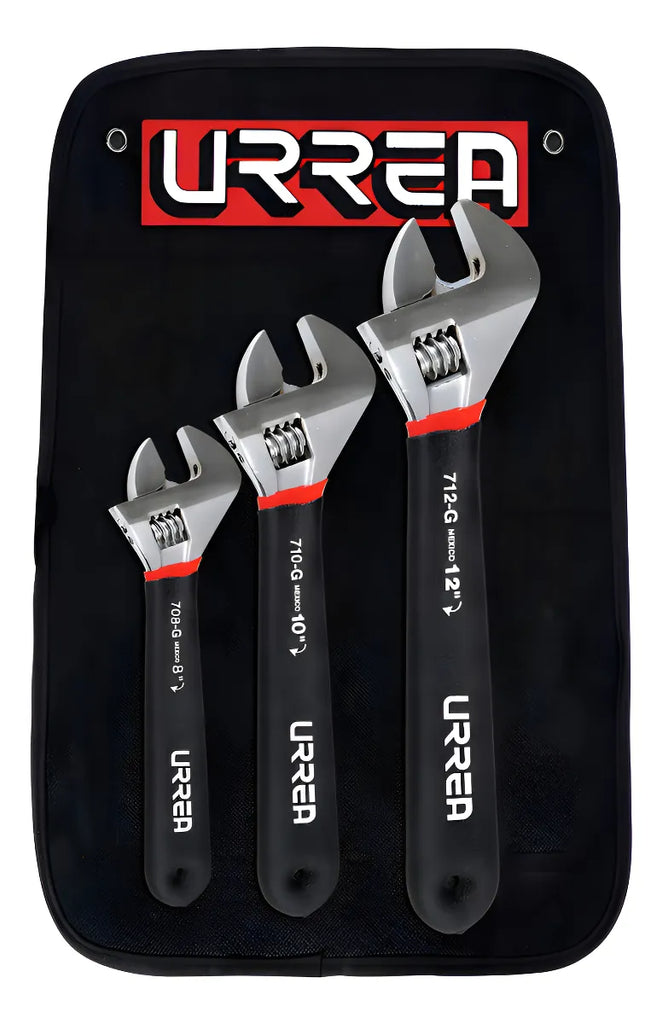 Juego De 3 Llaves Ajustables Cromadas Urrea-h