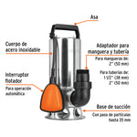 Bomba Sumergible para Agua Sucia 1-1/2 HP Truper 12608 - vista 3
