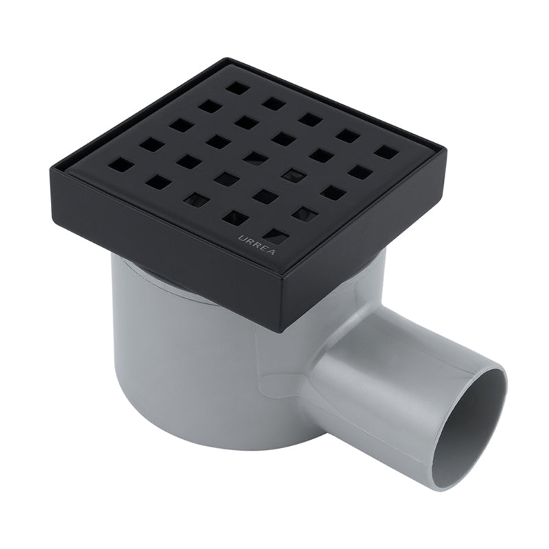 Coladera Para Baño Cuadrada Rejilla Perforada Negra CCRPINOX.37 Urrea-V