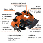 Cepillo Eléctrico Truper 3-1/4" 850 W | Cepilladora Eléctrica para Madera - vista 2