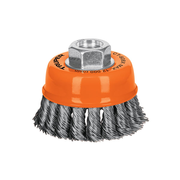Carda Copa de Alambre Trenzado Grueso 3" x 5/8" Truper 17529 para Esmeril