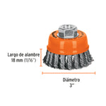 Carda Copa de Alambre Trenzado Grueso 3" x 5/8" Truper 17529 para Esmeril - vista 3