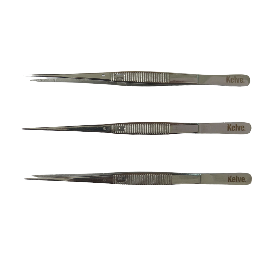 Pinza de Disección Recta C/seguro Acero Inox Paq con 3 Kelve