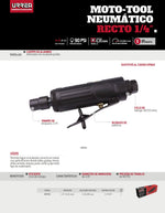 Mototool Neumatico Recto 1/4 Negro Urrea - vista 4