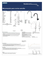 Monomando para Cocina 9480.2 Color Negro Urrea-v - vista 2
