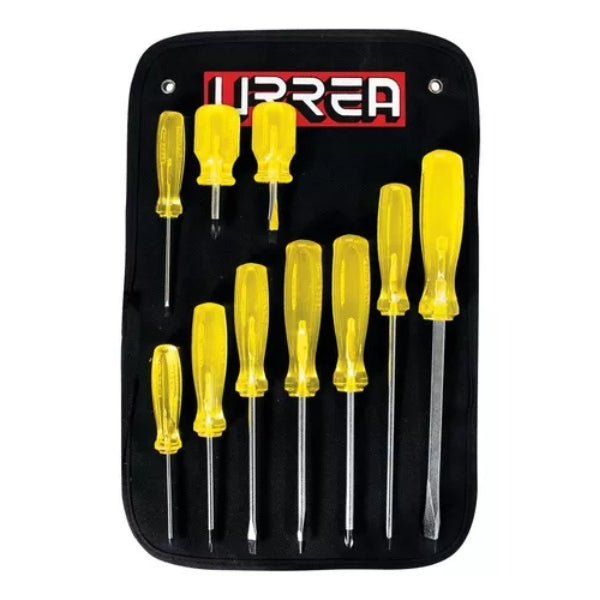 Juego de 10 Destornilladores Ámbar Combinado Jbud02 Urrea-h
