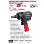 Pistola Impacto Neumática 1/2 442.7ft-lb Up731a Urrea-h - vista 2