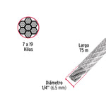 Cable Acero Recubierto Pvc 1/4 7x19 Hilos 75 Mt 44224 Fiero - vista 3