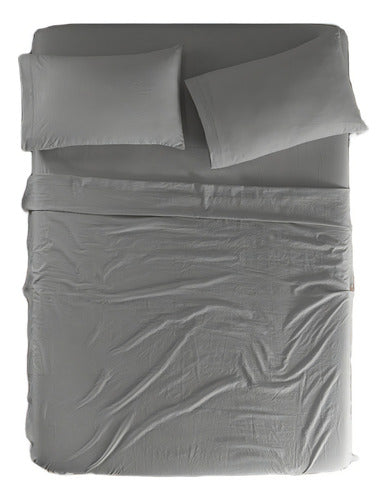 Sábanas Viasoft Washed Matrimonial Gris 24146 Vianney