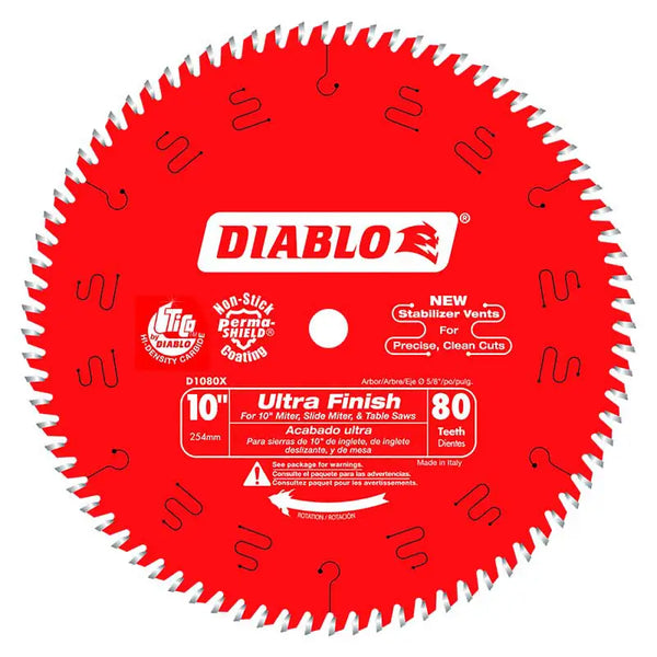 Disco de Sierra Diablo 10" 80 Dientes Carburo HI-ATB Eje 5/8"  F03F013249