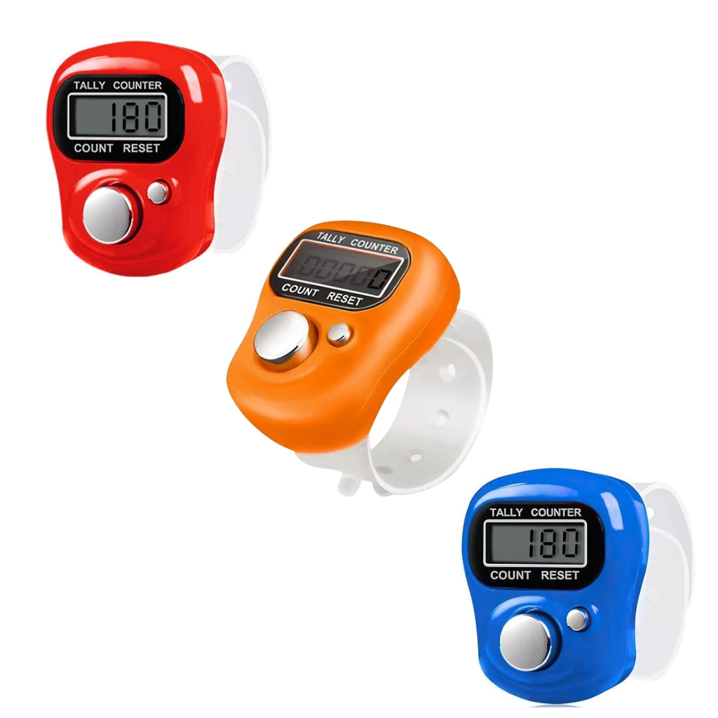 Contador de Dedo Rojo Azul y Naranja 3 Piezas | Contador Manual Mecánico Portátil para Conteo y Estadísticas