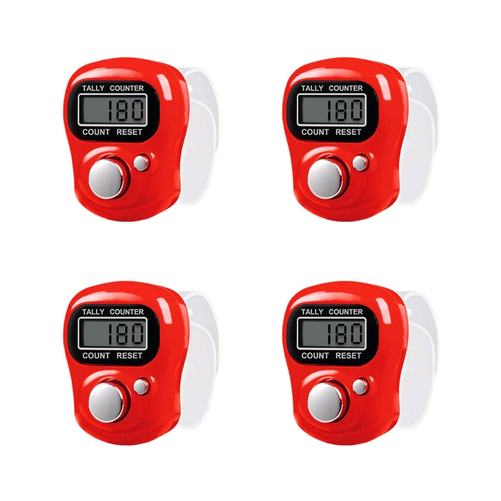 Contador de Dedo Rojo 4 Piezas | Contador Manual Mecánico Portátil para Conteo y Estadísticas