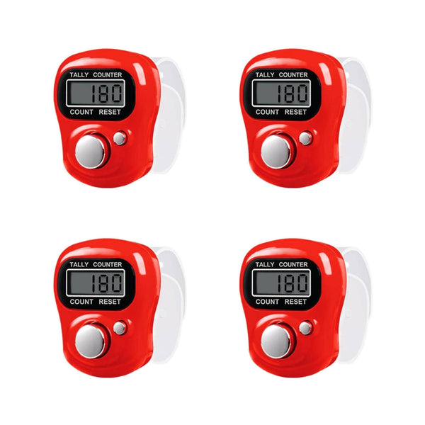 Contador de Dedo Rojo 4 Piezas | Contador Manual Mecánico Portátil para Conteo y Estadísticas