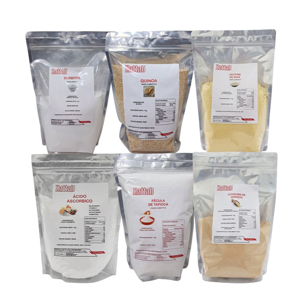 Combo Xattab | Ácido Ascórbico, Lecitina de Soya, Levadura de Cerveza, Fécula de Tapioca, Sorbitol y Quinoa 1 Kg c/u