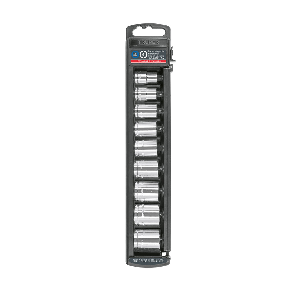 Juego De 9 Dados Cuadro 3/8 Std Truper 13950 Para Mecánica