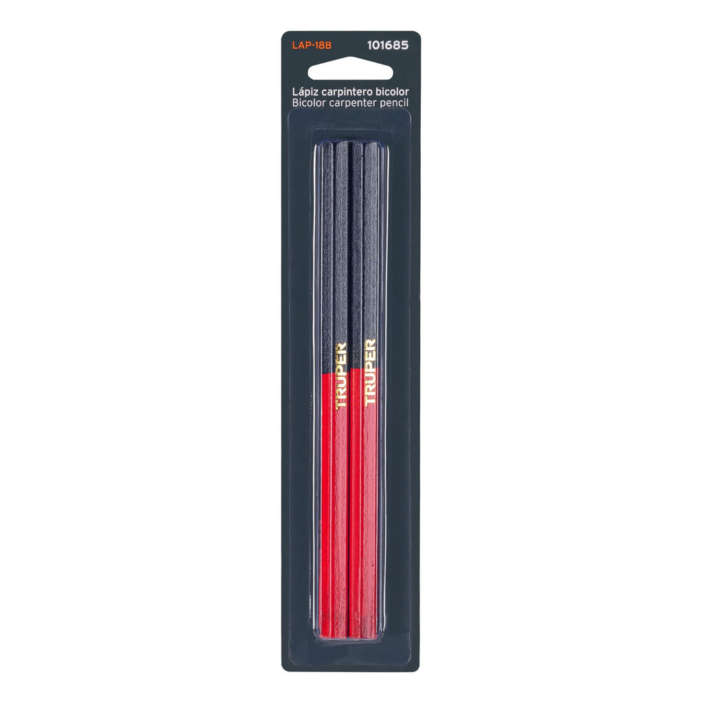 Lápiz Bicolor Grueso Para Carpintero 18 cm Truper 101685 Profesional