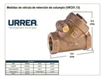 Válvula Antirretorno 1/2 Vrc01.13 Metal Urrea -V - Vista 2